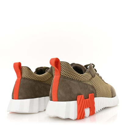 Hermes Air Mesh Suede Goatskin Mens Bouncing Sneakers 43 Vert Toundra 5 of 7