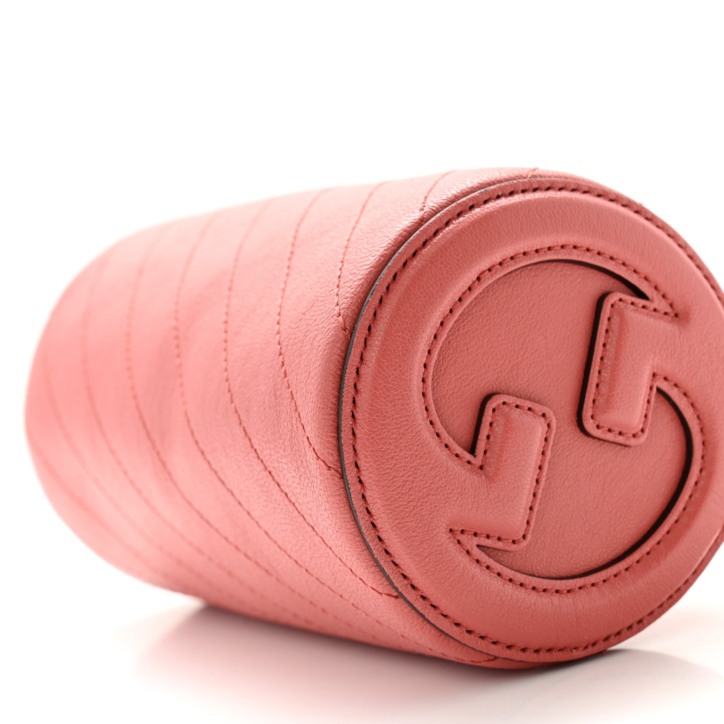 Sakai Be Green Calfskin Diagonal Stitched Mini Blondie Barrel Shoulder Bag Pink