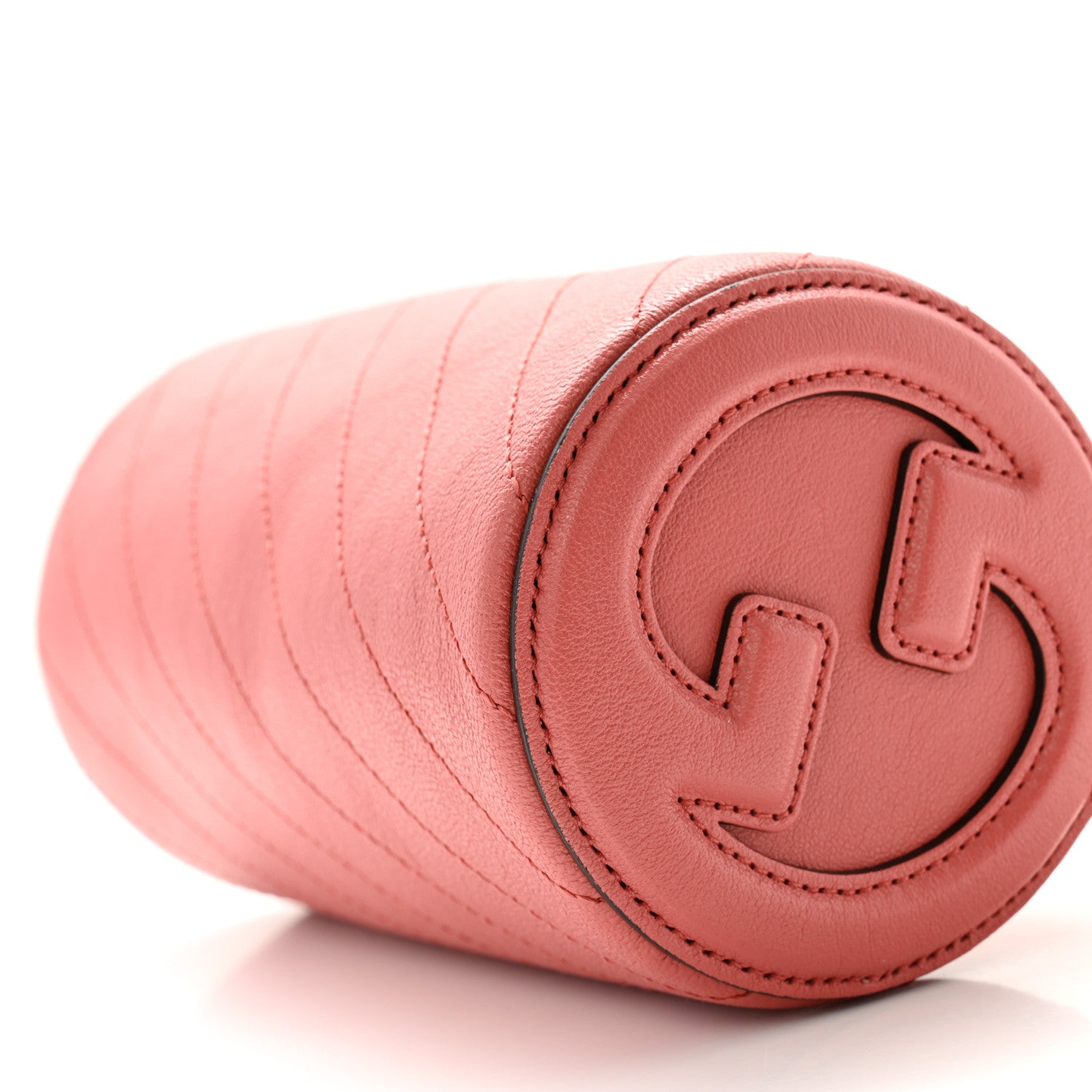 Gucci Sakai Be Green Calfskin Diagonal Stitched Mini Blondie Barrel Shoulder Bag Pink 9 of 10