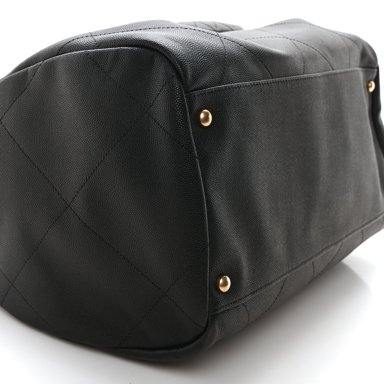 Chanel Grained Calfskin Lambskin Quilted Large Bowling Bag Black 9 of 10