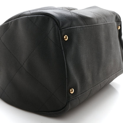 Chanel Grained Calfskin Lambskin Quilted Large Bowling Bag Black 9 of 10
