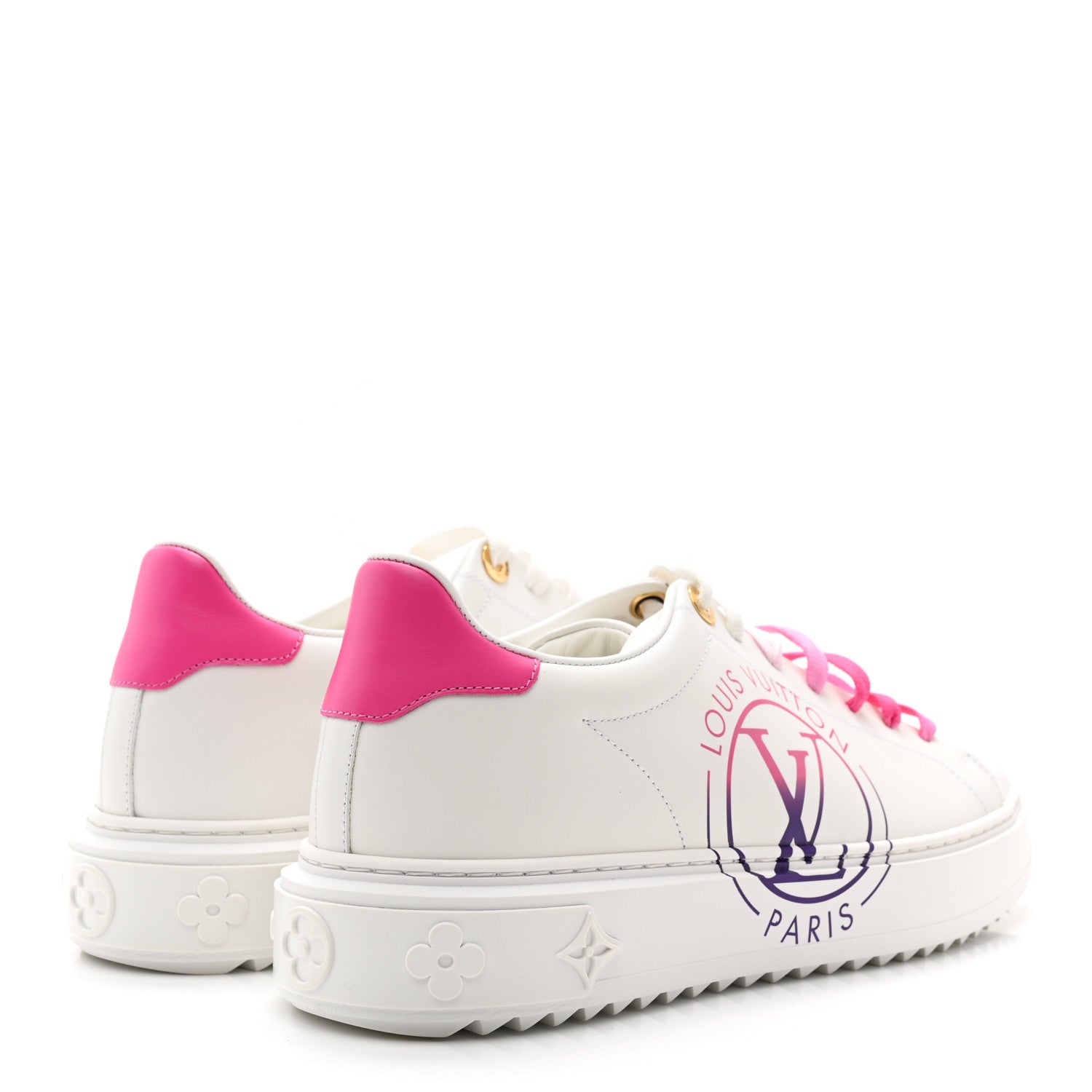 Louis Vuitton Calfskin LV Circle Printed Time Out Trainers 39.5 Fuchsia Pink 4 of 10