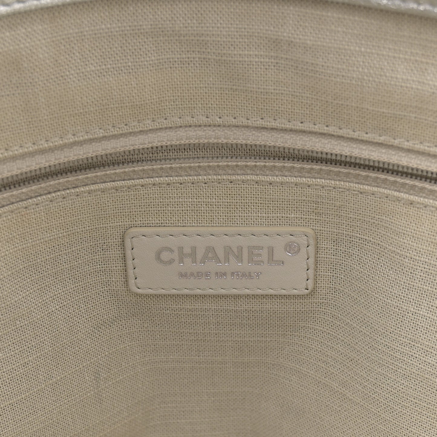 Metallic Calfskin Medium Deauville Tote Silver