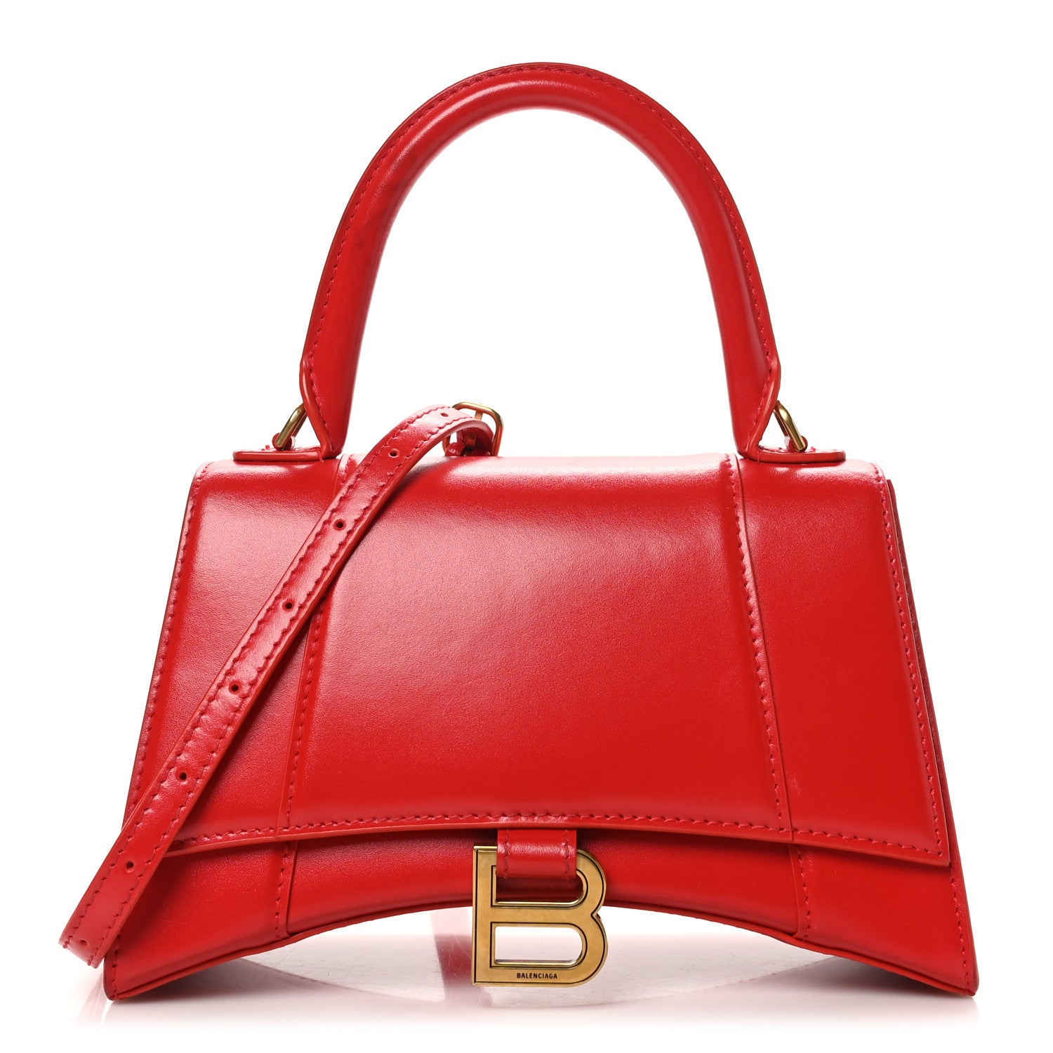 Balenciaga Shiny Box Calfskin Small Hourglass Top Handle Bag Bright Red 1 of 11