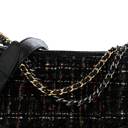 Chanel Tweed Calfskin Quilted Small Gabrielle Hobo Black Gold 8 of 14