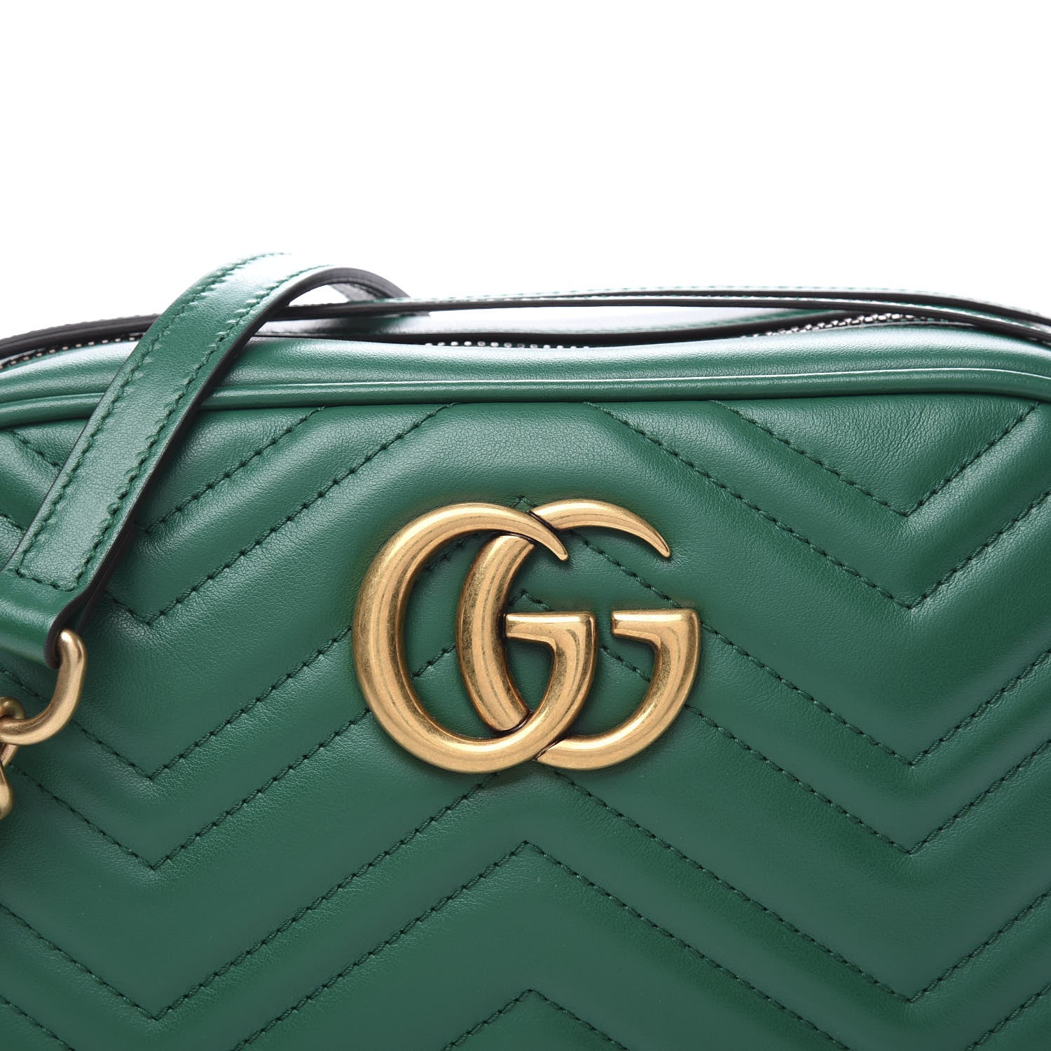 Gucci Calfskin Matelasse Small GG Marmont Chain Shoulder Bag Emerald Green 11 of 11