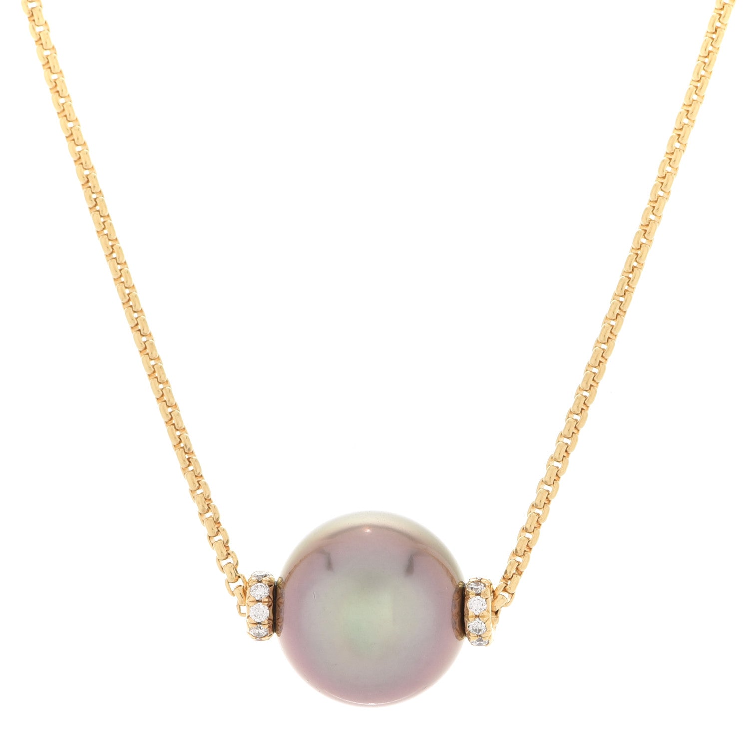 David Yurman 18K Yellow Gold Diamond Tahitian Pearl 11mm Solari Pendant Necklace 4 of 5