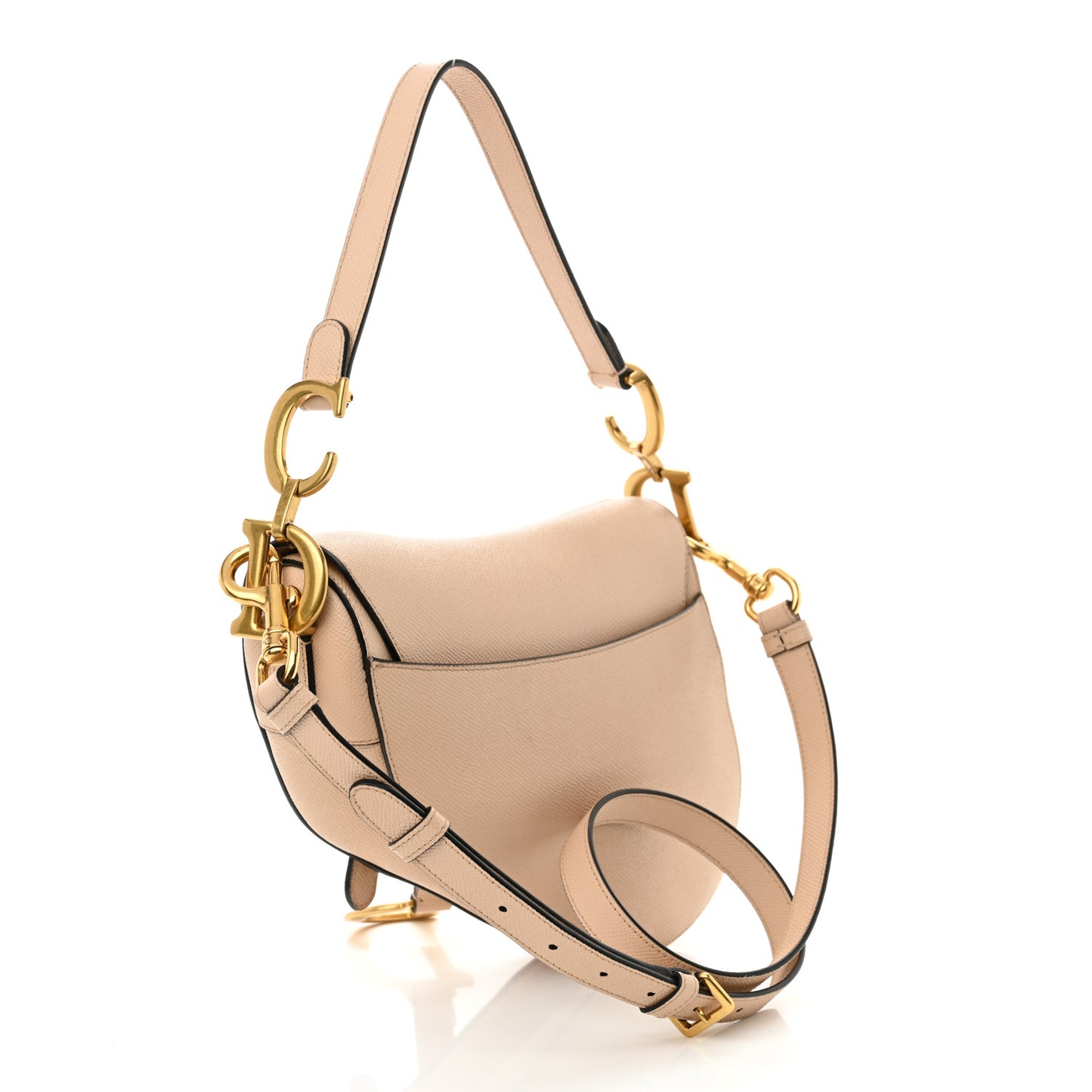 Grained Calfskin Saddle Bag With Strap Warm Taupe