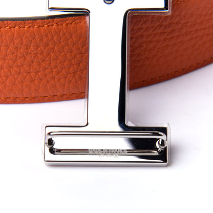 Hermes Togo Box Enamel Quizz H Belt 95 Orange Gold 4 of 5