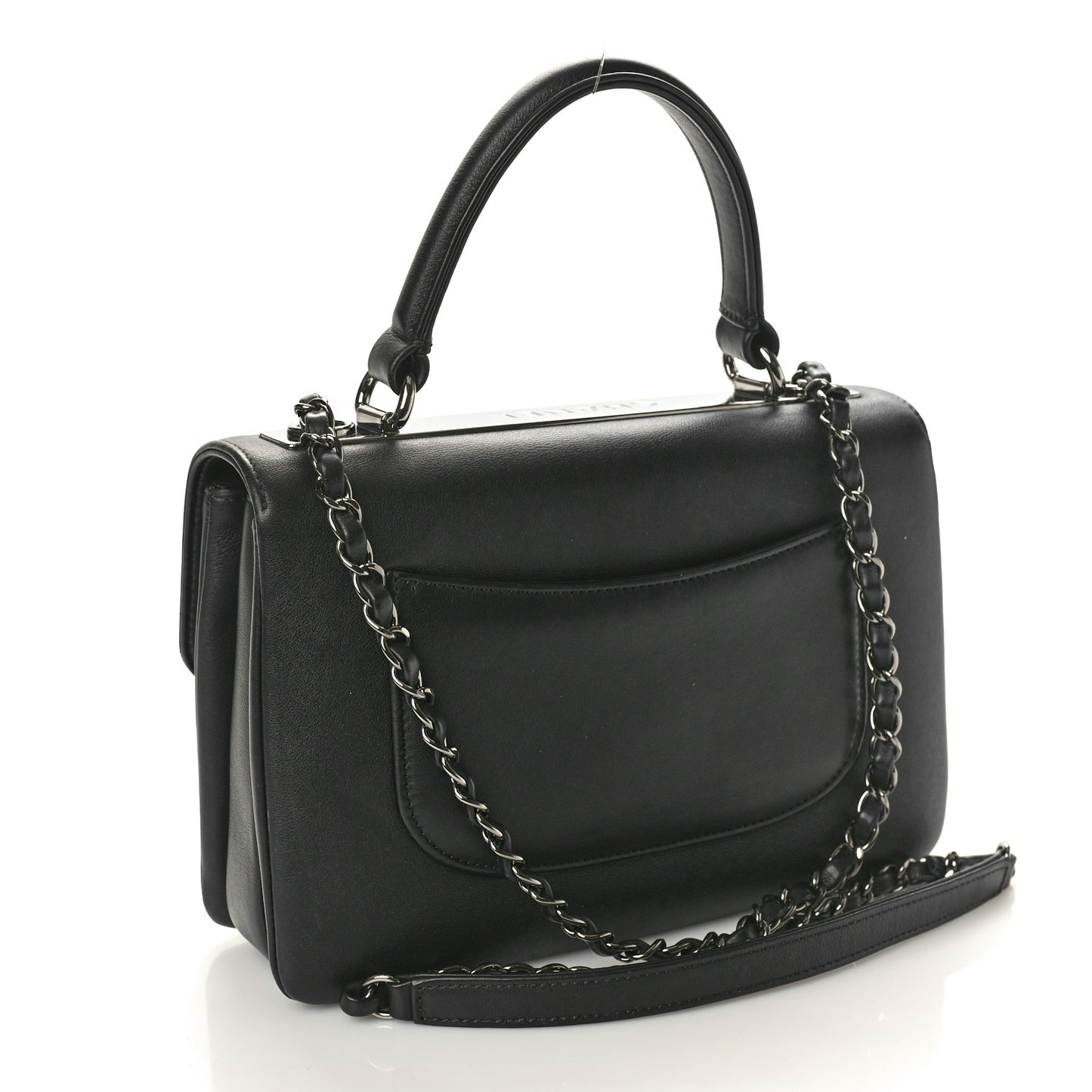 Calfskin Small Trendy CC Dual Handle Flap Bag Black
