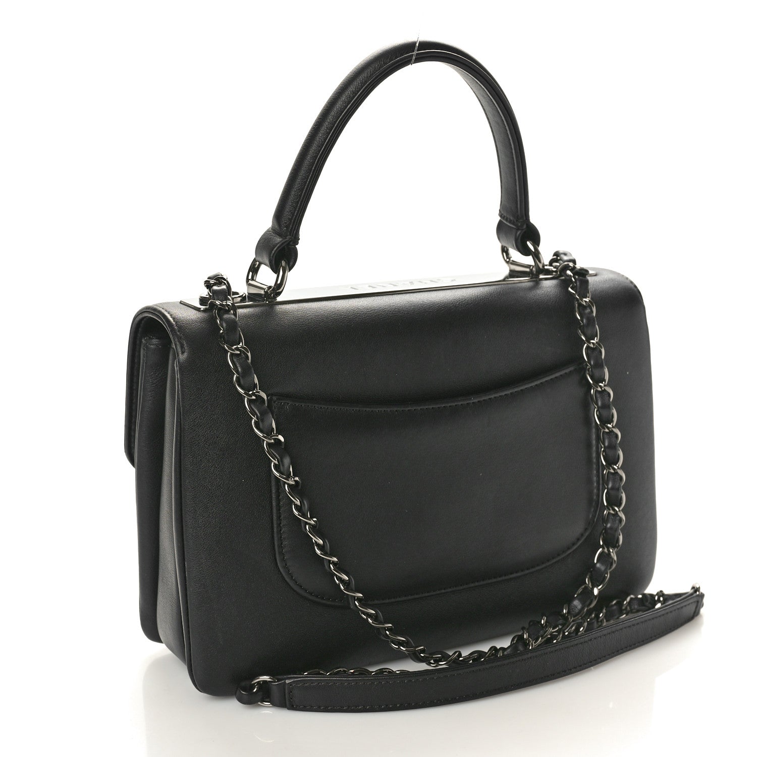 Chanel Calfskin Small Trendy CC Dual Handle Flap Bag Black 3 of 10