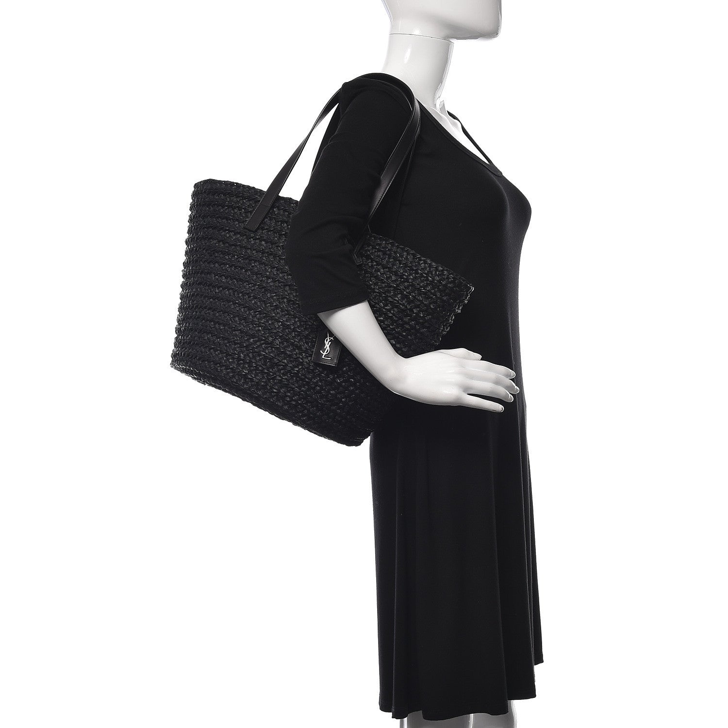 Saint Laurent Raffia Medium Panier Bag Black 2 of 9