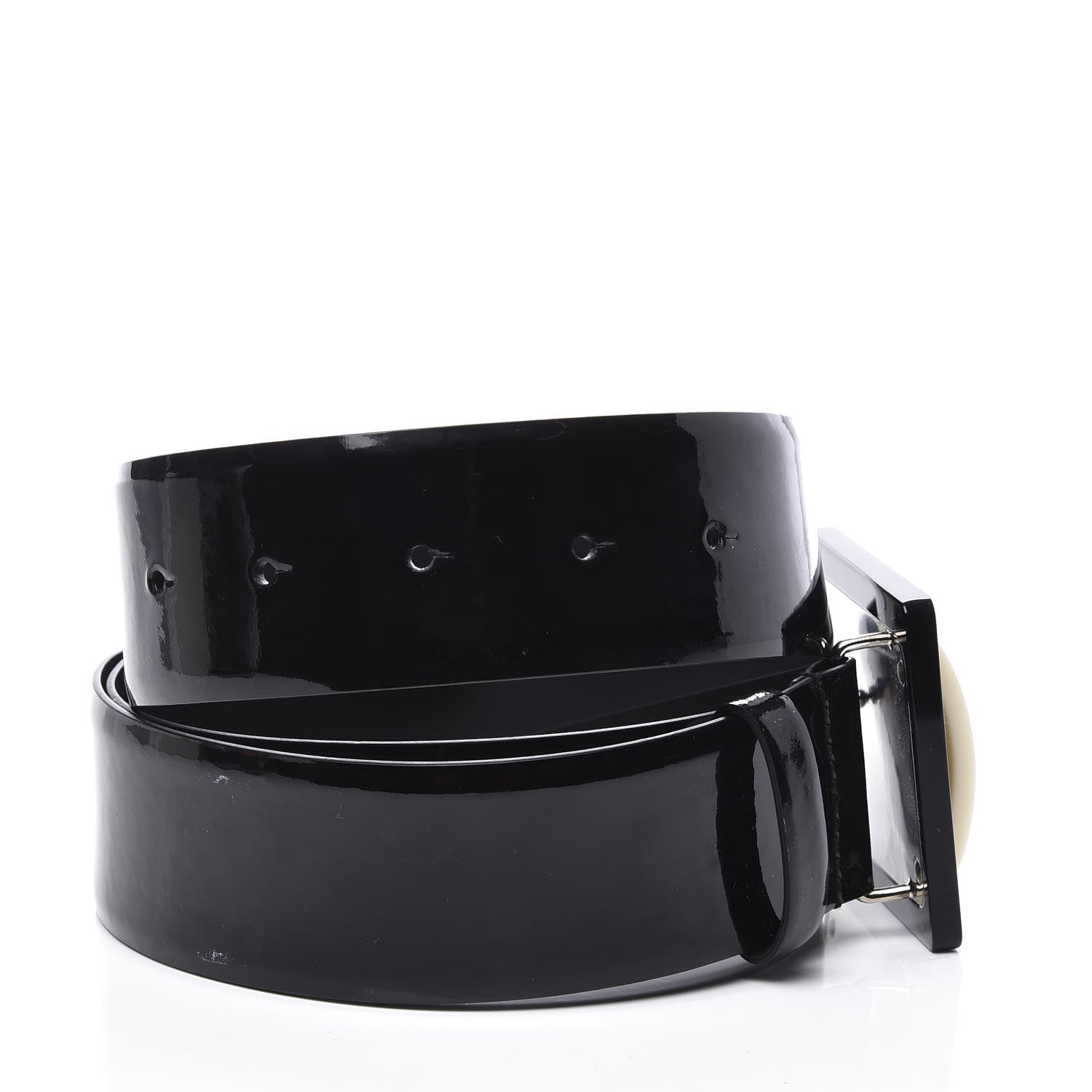 Chanel Patent Resin Belt 110 44 Black White 3 of 7