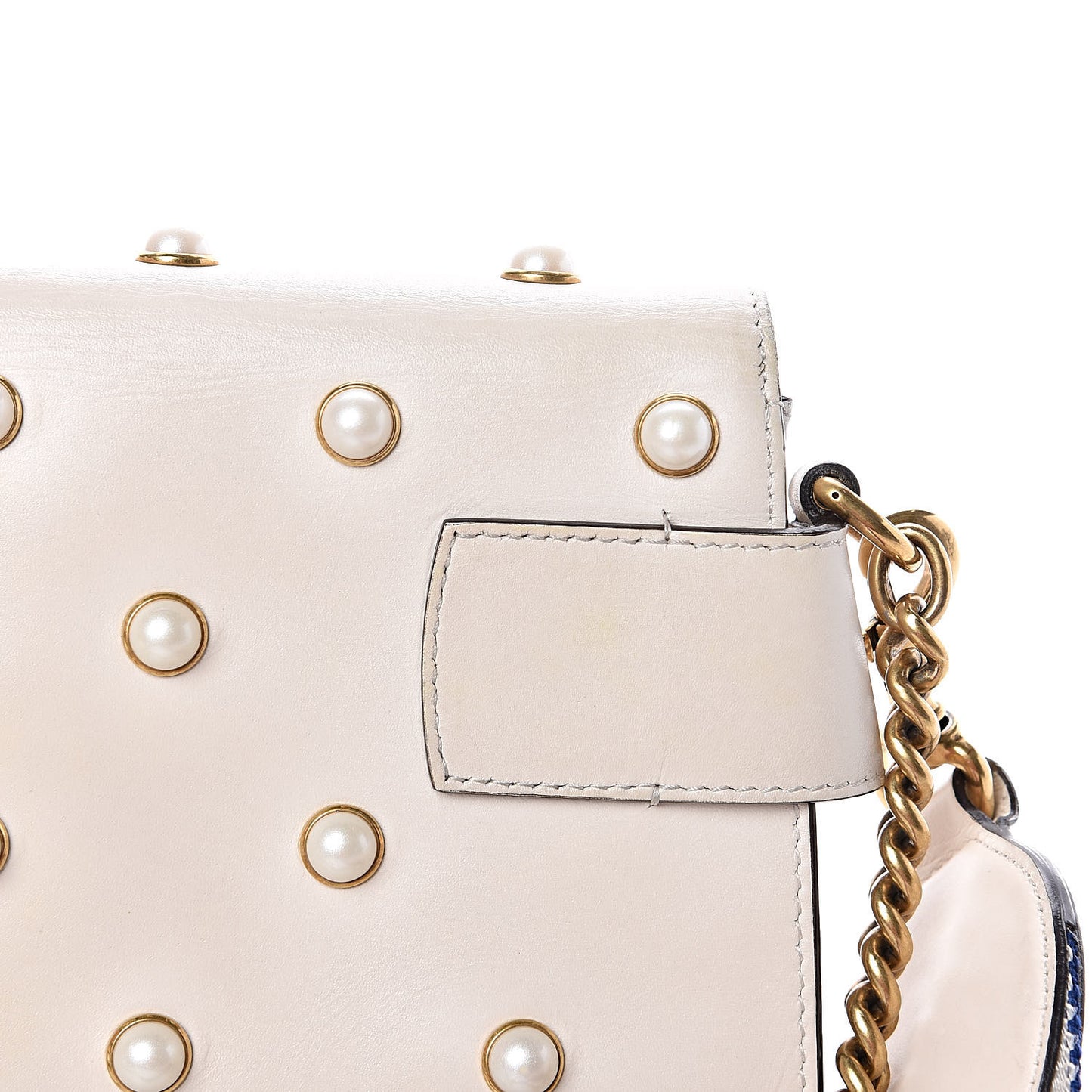 Nappa Pearl Studded Mini Queen Margaret Broadway Shoulder Bag Mystic White