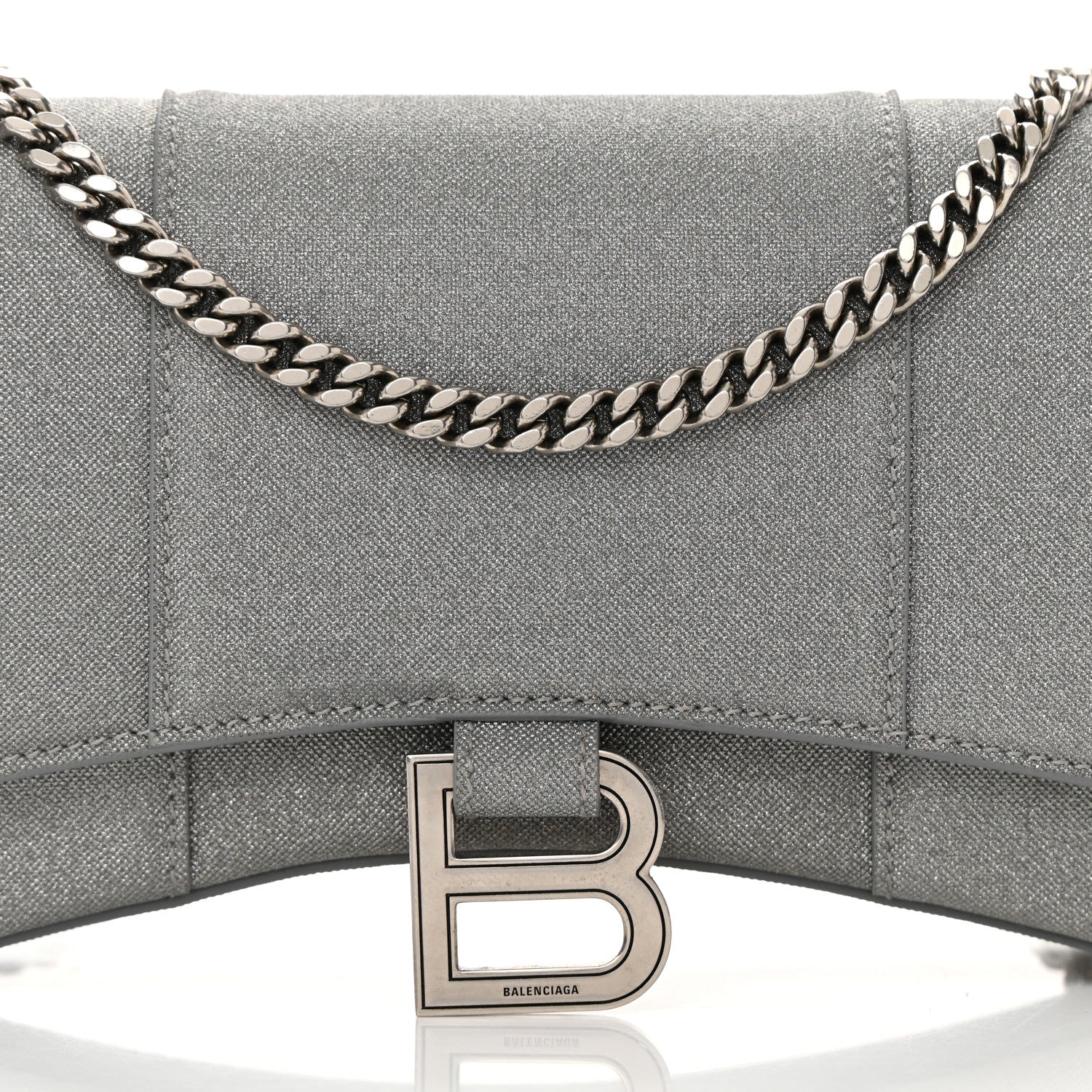 Balenciaga Glitter Fabric Hourglass Chain Bag Grey 7 of 14