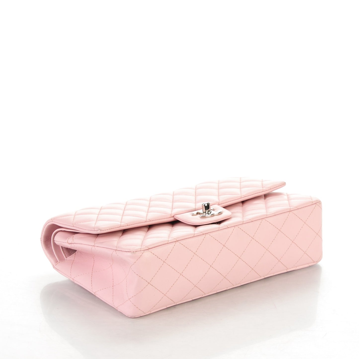 Lambskin Quilted Medium Double Flap Light Pink