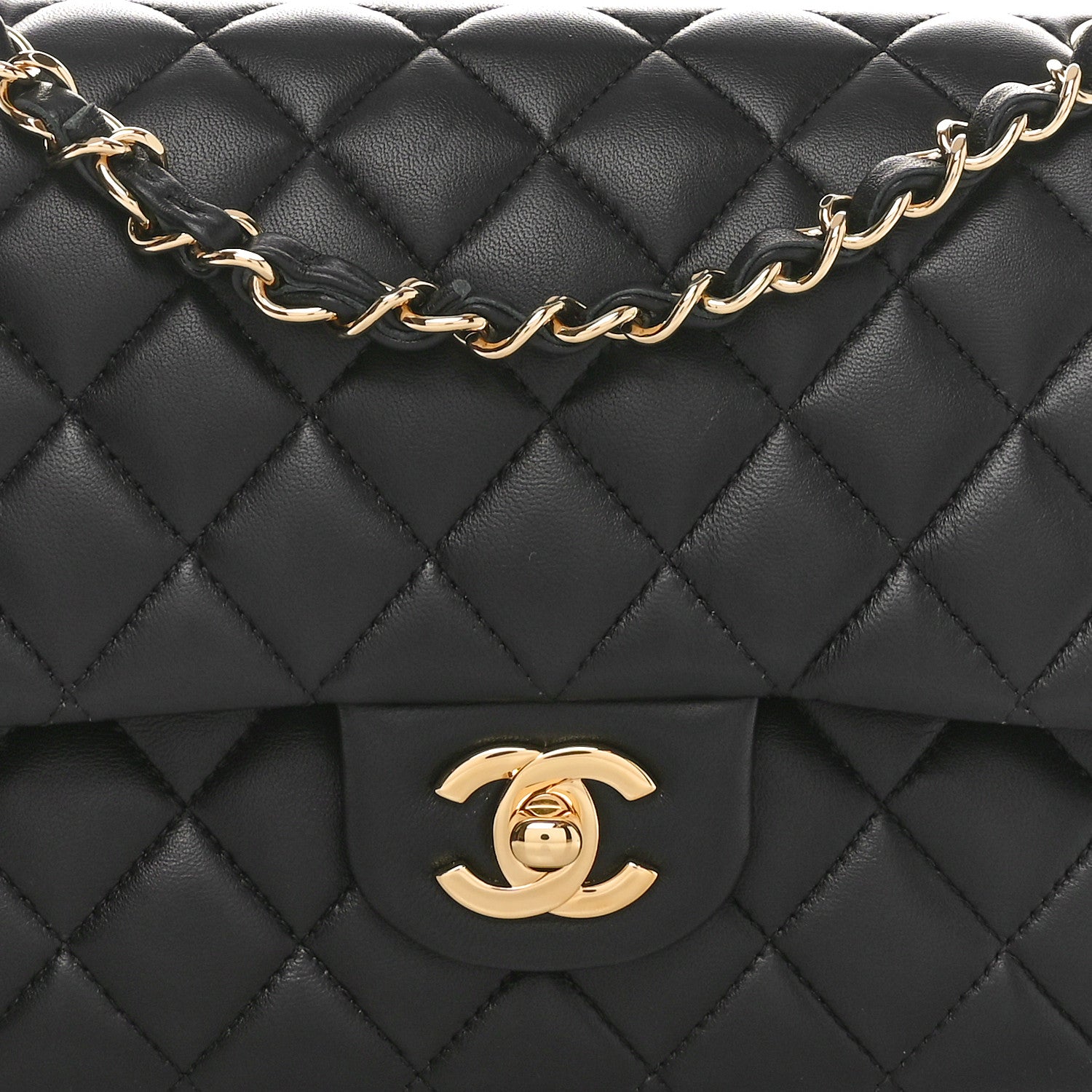 Chanel Lambskin Quilted Medium Double Flap Black 8 of 10
