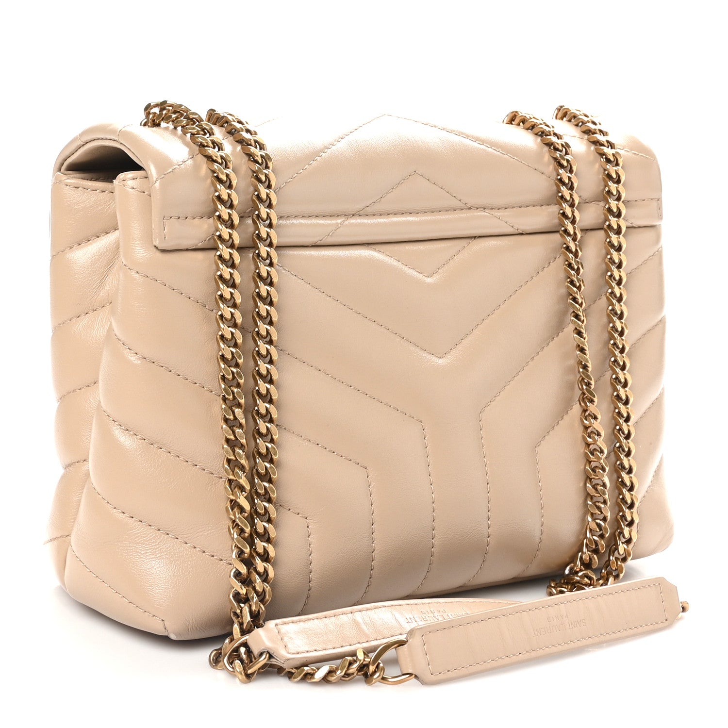 Saint Laurent Calfskin Y Quilted Monogram Small Loulou Chain Dark Beige 3 of 11