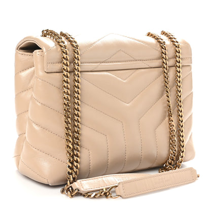Saint Laurent Calfskin Y Quilted Monogram Small Loulou Chain Dark Beige 3 of 11