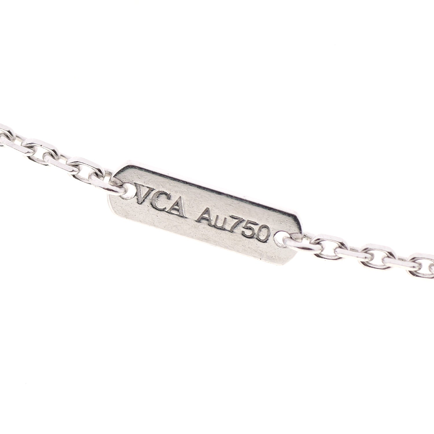 Van Cleef & Arpels 18K White Gold Diamond Vintage Alhambra Pendant Necklace 5 of 6
