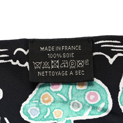 Hermes Silk Isola Di Primavera Twilly Black Vert Rose 3 of 4