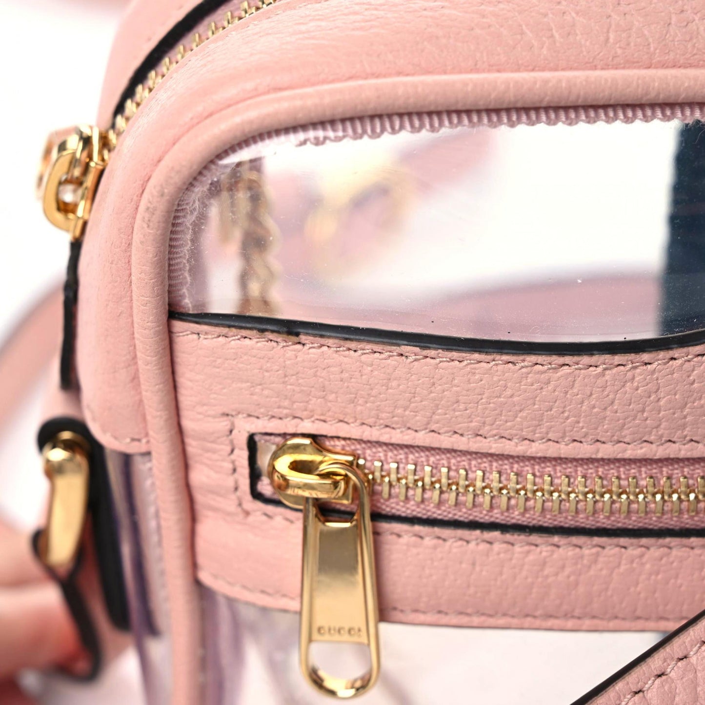 Vinyl Web Mini Ophidia Transparent Shoulder Bag Perfect Pink