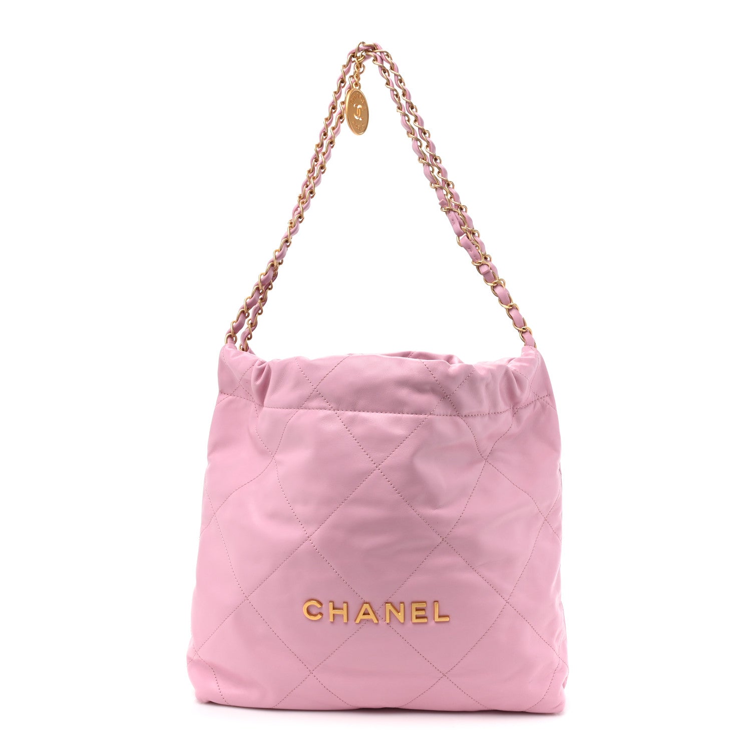 Chanel Shiny Calfskin Quilted Small Chanel 22 Pink 2 of 11