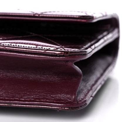 Chanel Striated Patent Quilted Wallet on Chain WOC Bordeaux 6 of 12