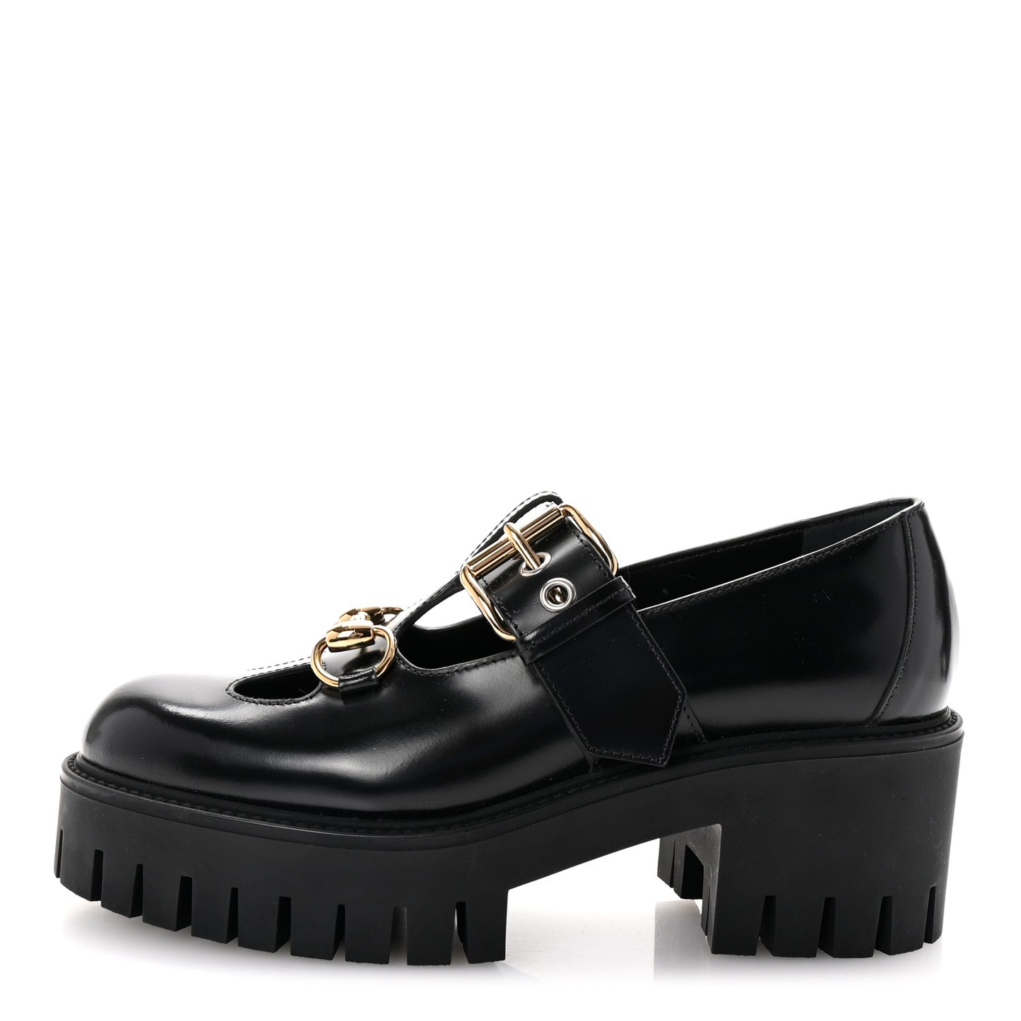 Cordovan Lux Womens Horsebit Platform Mary Jane Loafers 36.5 Black