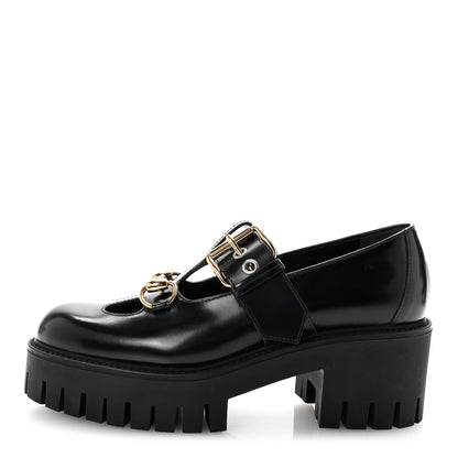 Gucci Cordovan Lux Womens Horsebit Platform Mary Jane Loafers 36.5 Black 1 of 10