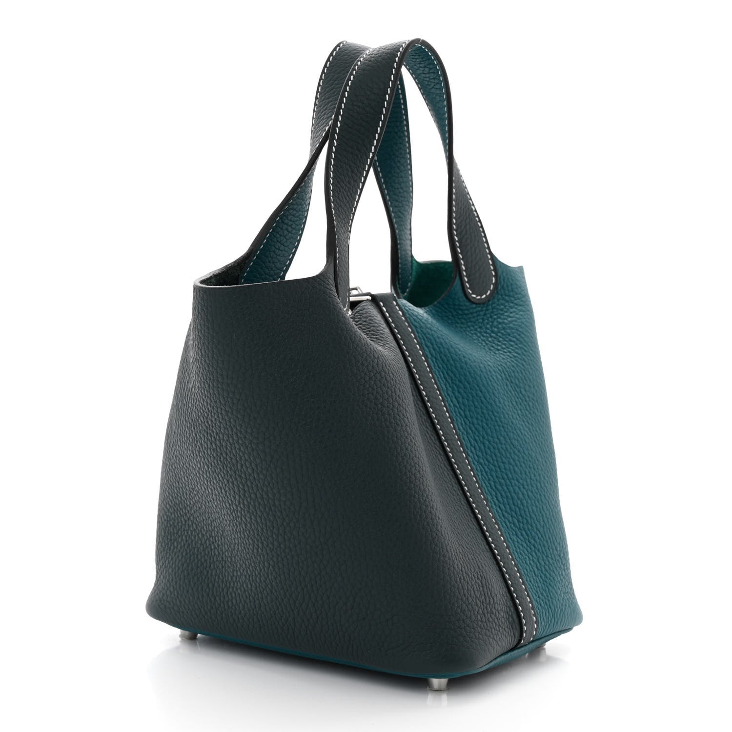 Hermes Taurillon Clemence Casaque Picotin Lock 18 PM Vert Bosphore Vert Cypress 3 of 10