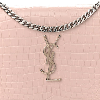 Saint Laurent Calfskin Crocodile Embossed Monogram Chain Wallet Rose Antic 8 of 10