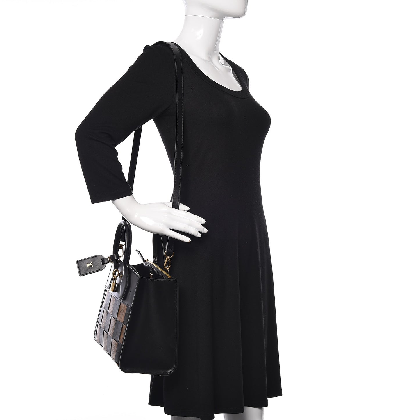 Calfskin Monogram Damier Tressage City Steamer PM Black