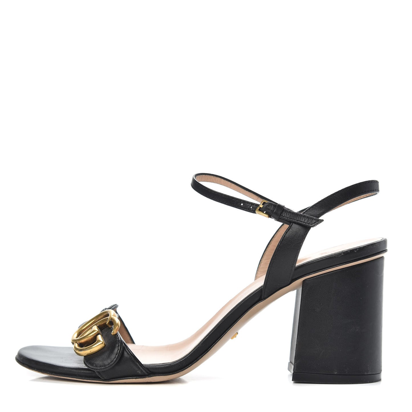 Lifford Calfskin GG Marmont Ankle Wrap 75mm Sandals 37.5 Black