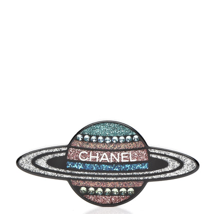 Chanel Glittered Resin Strass Planet Brooch Silver Blue Pink 1 of 5