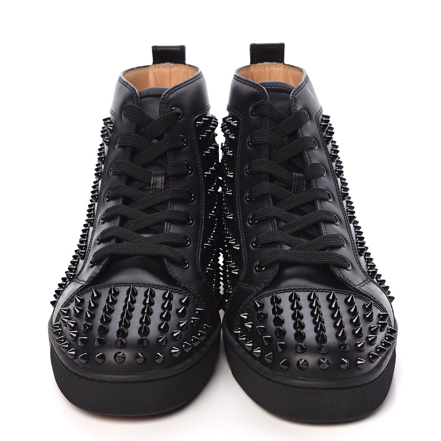 Calfskin Mens Louis Spikes Flat Sneakers 44.5 Black