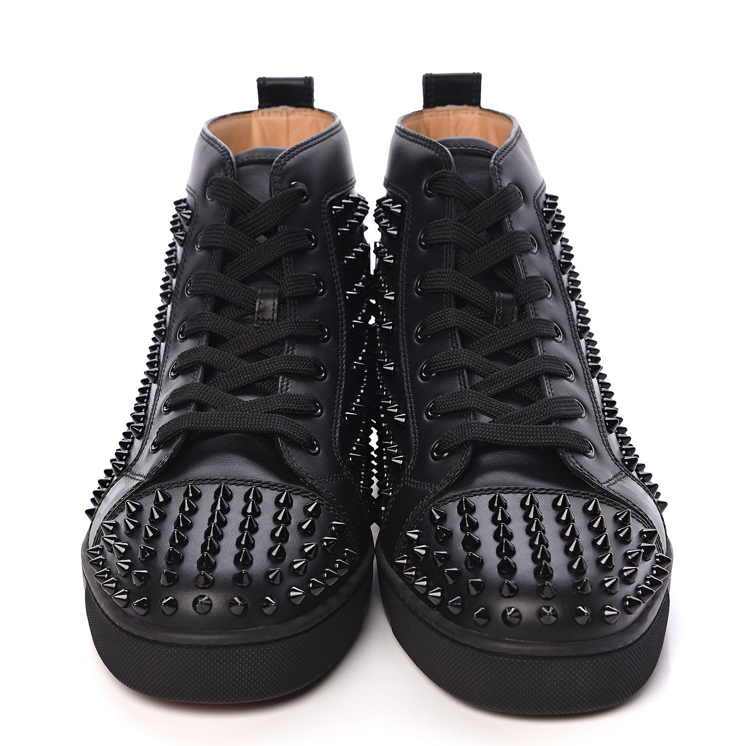 Christian Louboutin Calfskin Mens Louis Spikes Flat Sneakers 44.5 Black 2 of 8