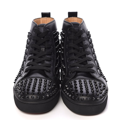 Christian Louboutin Calfskin Mens Louis Spikes Flat Sneakers 44.5 Black 2 of 8