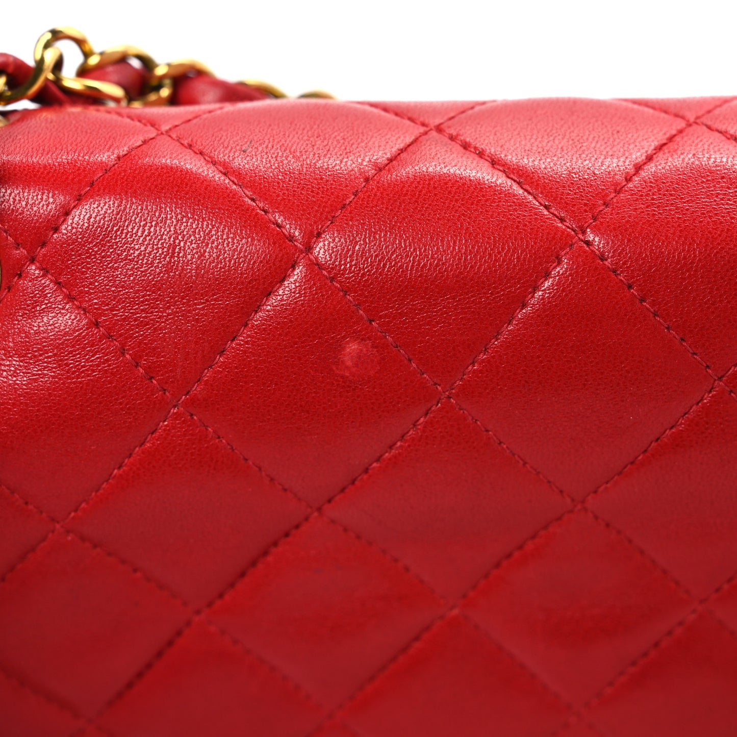 Lambskin Quilted Small Double Flap Red