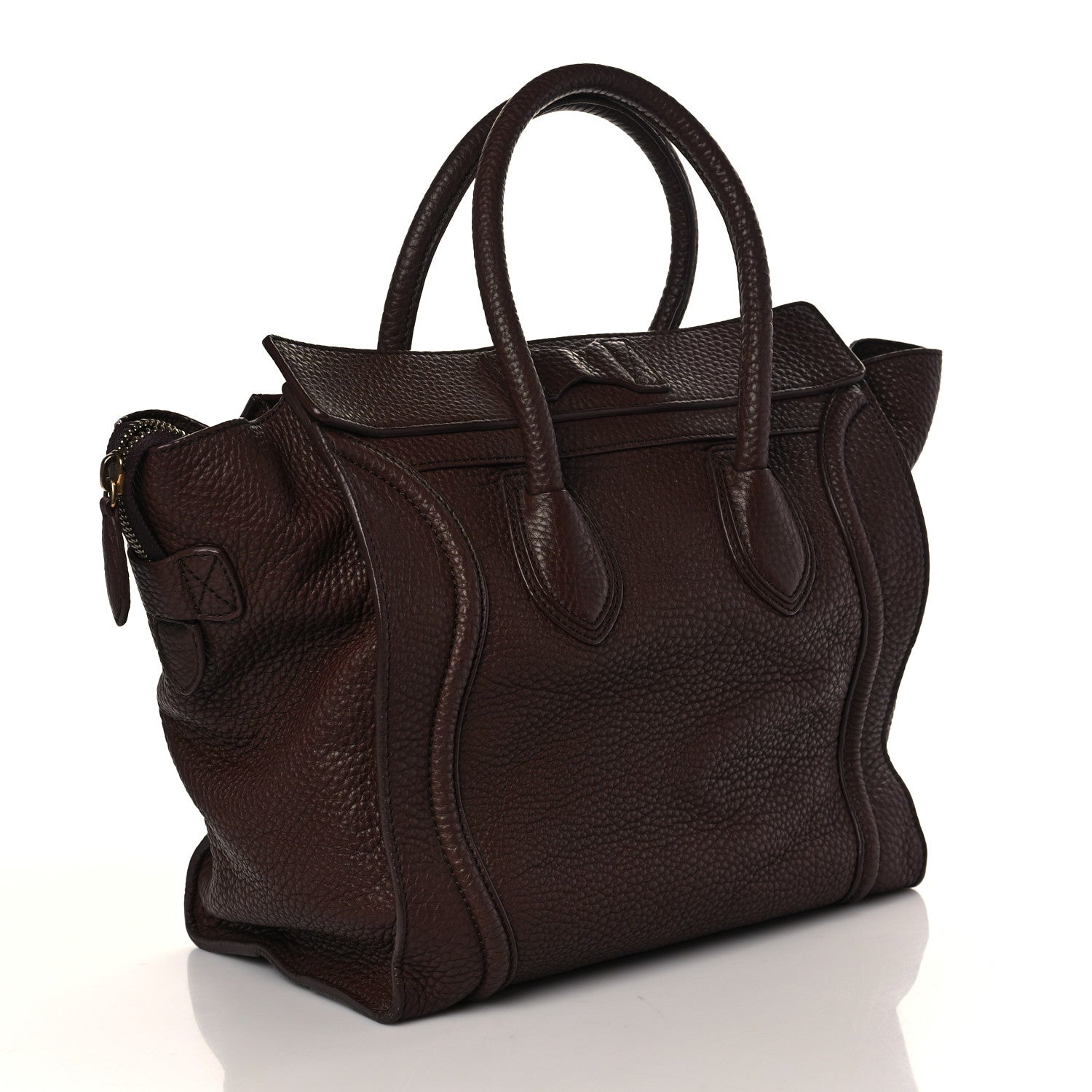 Celine Drummed Calfskin Mini Luggage Dark Brown 2 of 9