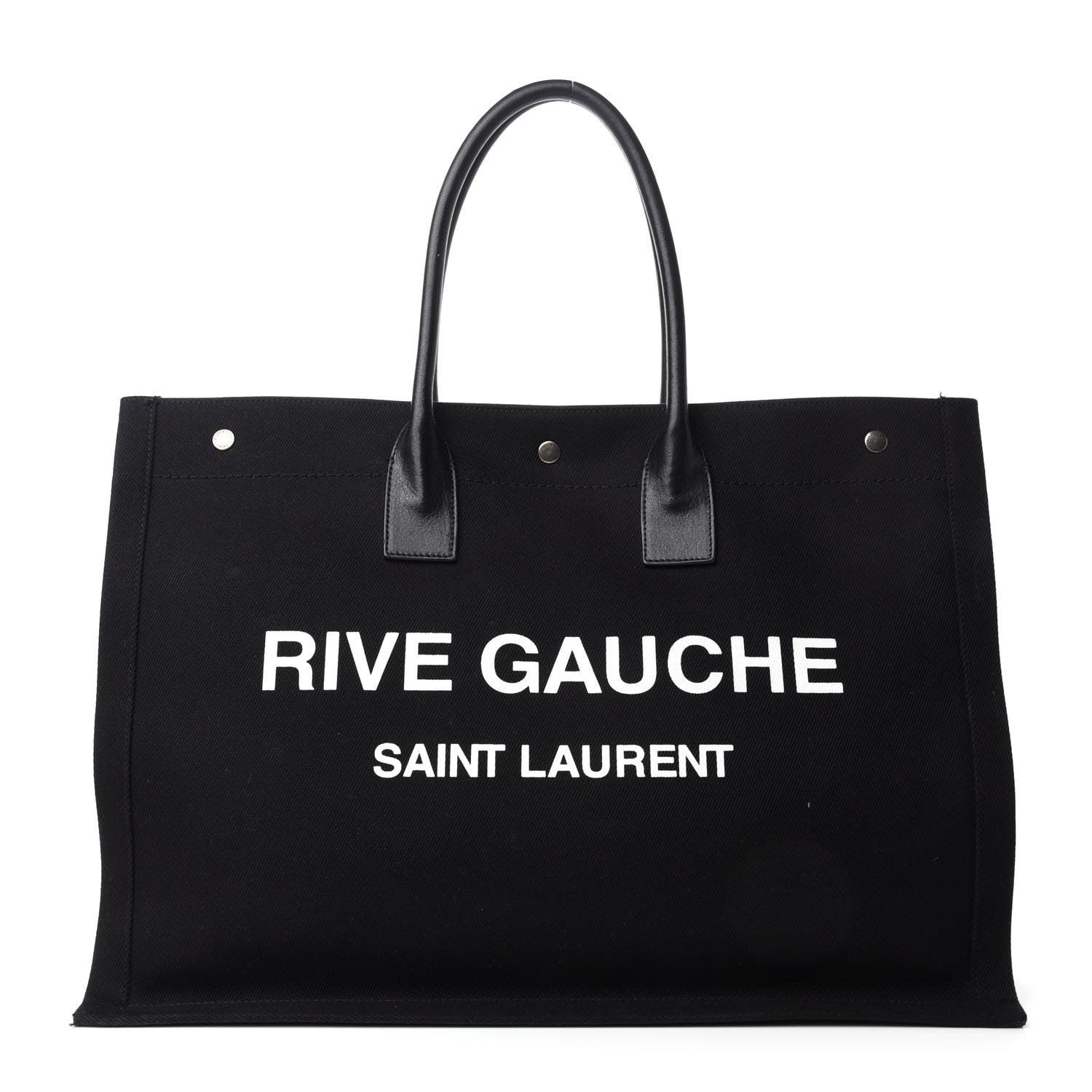 Saint Laurent Linen Calfskin Rive Gauche Tote Black 1 of 10