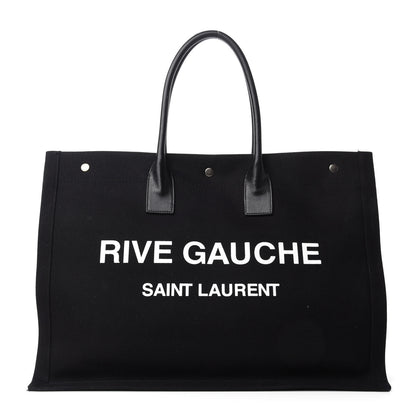 Saint Laurent Linen Calfskin Rive Gauche Tote Black 1 of 10