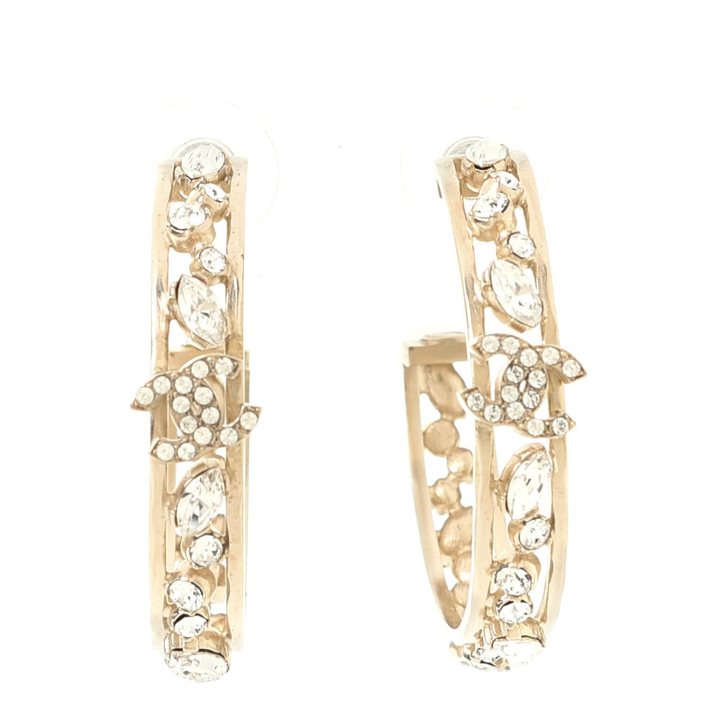 Marquise Crystal CC Hoop Earrings Gold