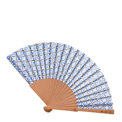 Louis Vuitton Sycamor Wood Cotton Monogram Tile Fan Blue 1 of 4