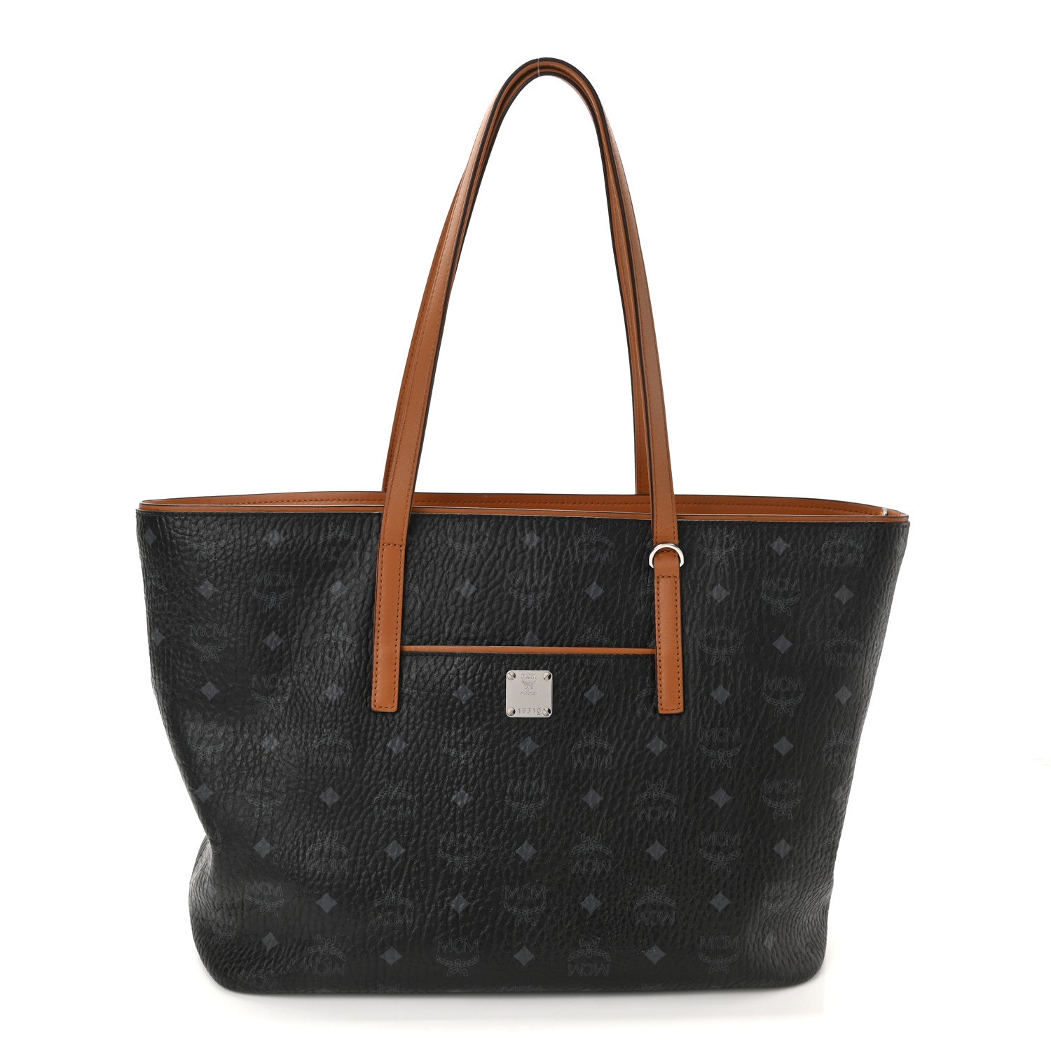 MCM Visetos Medium Anya Shopper Tote Black 1 of 12