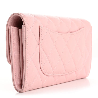 Chanel Caviar Quilted Large Gusset Flap Wallet Light Pink 3 of 11