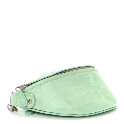Balenciaga Shiny Calfskin Crocodile Embossed XXS Souvenir Belt Bag Green 4 of 10