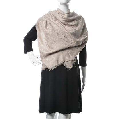 Louis Vuitton Silk Wool Monogram Shawl Greige 2 of 6