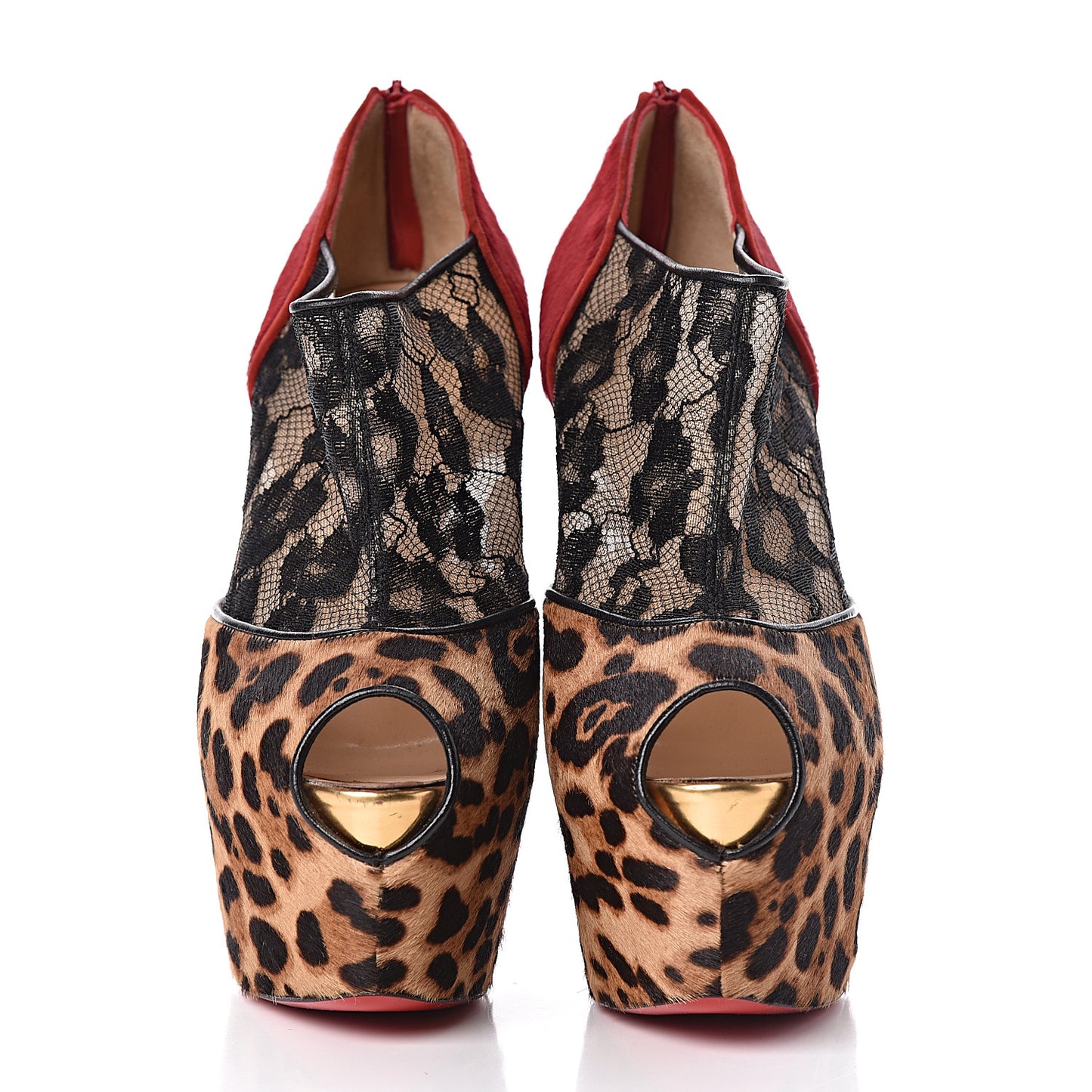 Lace Calf Hair Leopard Printed Aeronotoc 160 Ankles Booties 38.5