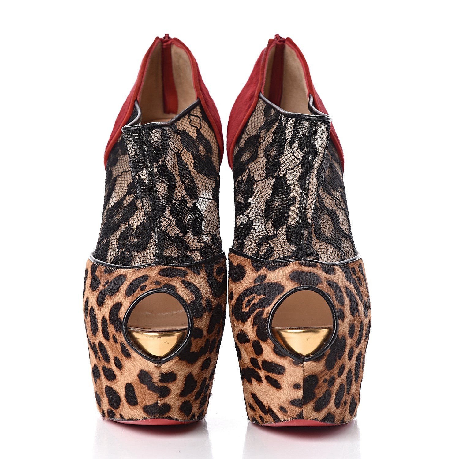 Christian Louboutin Lace Calf Hair Leopard Printed Aeronotoc 160 Ankles Booties 38.5 2 of 13
